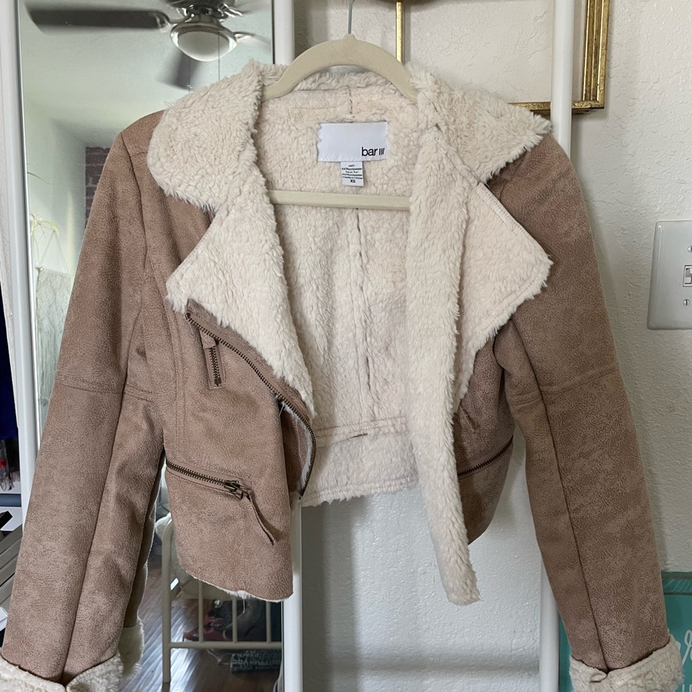Faux Suede and Fur Moto Jacket